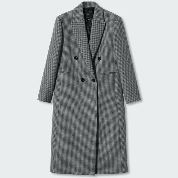 Mango Houndstooth Wool Blend Coat - Picture 5 of 12